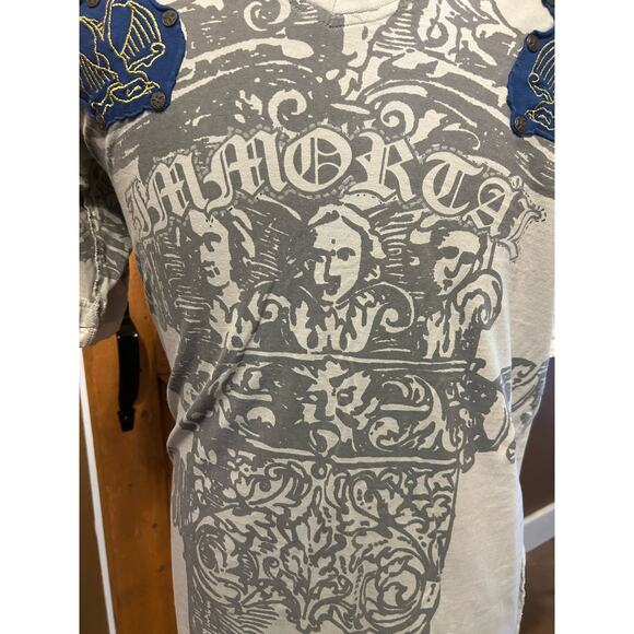 Blac Label Men's Large Shirt Top V Neck Graphics Patches - Picture 8 of 8